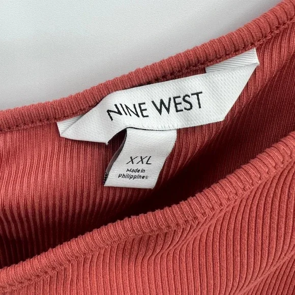 Nine West Women's Mauve Rib Ruched Elbow Sleeve Top Size XXL - Picture 3 of 6